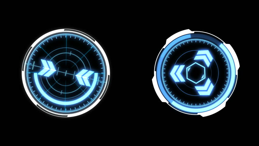 HUD Futuristic Spin Circles Shape Element Target Monitor User Communication Interface Concept. Motion Abstarct Hi Technology UI Interactive Design.