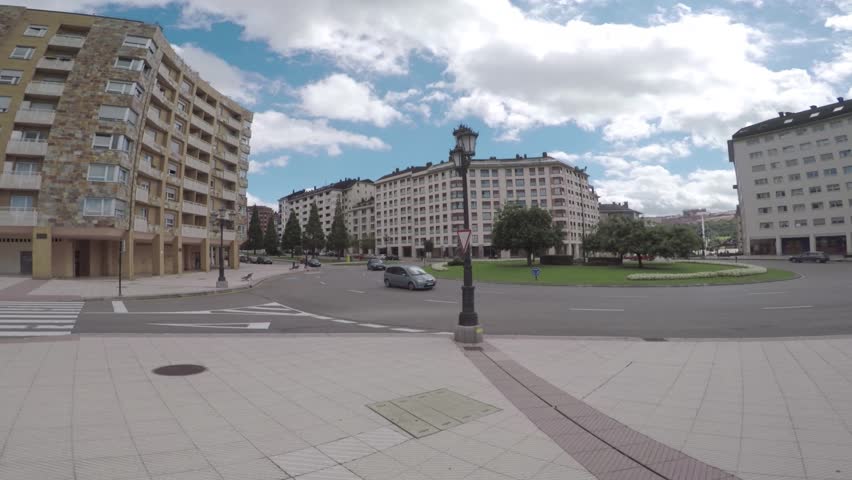 POV of hand showing the countryside in oviedo, spain