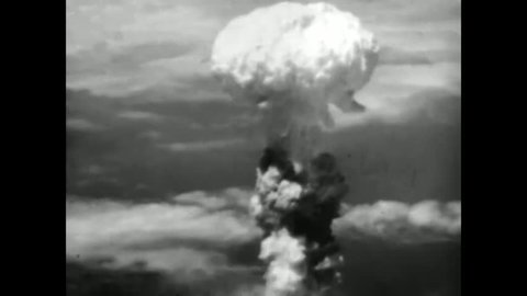 CIRCA 1940s - An atomic bomb is dropped on Nagasaki in 1945.