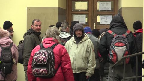 OLOMOUC, CZECH REPUBLIC, JANUARY 3, 2018: The homeless charity center for the socially weak, the possibility of asylum to sleep overnight and the provided food and clothes