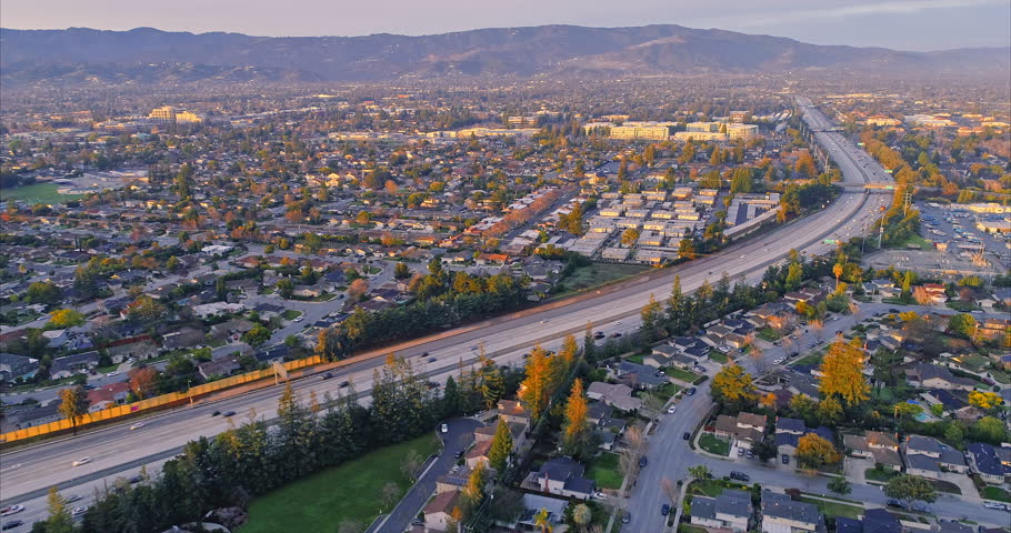 Aerial Of Freeway 280 Traffic Stock Footage Video 100 Royalty Free Shutterstock