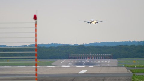 DUSSELDORF, GERMANY - JULY 22, 2017: SunExpress Boeing 737 TC-SEK landing. Dusseldorf Airport Germany