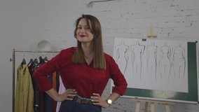 Brunette female poses on the background of different types of women body figures - Powered by Shutterstock - Get 15% off with code: PIKWIZARD15