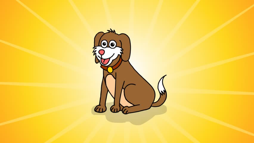 Cute Dog - Cartoon Character at the Yellow Spinning Light Background  Royalty-Free Stock Footage #1006775143