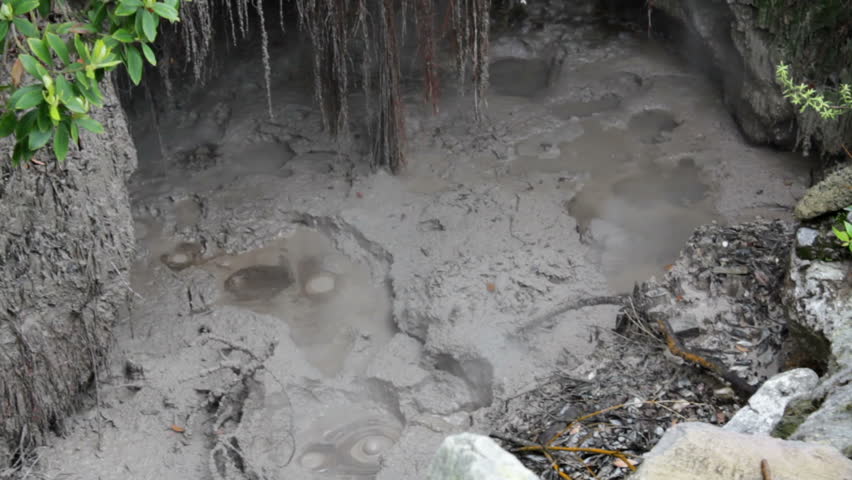 Mud pools boiling 
