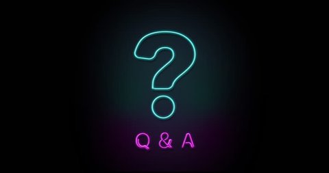 Colorful neon light glowing icon Q & A question. Object isolated in PNG format with alpha transparency channel background