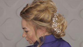 Weave braid girl in a hair salon