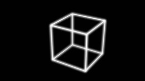 Abstract bright neon cube rotating loop suitable for use in a music video