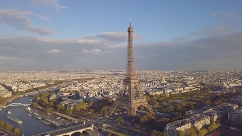 Cityscape of Paris. Aerial view of Eiffel tower in sunny day