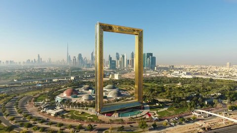 Dubai, UAE - January 11, 2018: Dubai Frame Aerial View 2