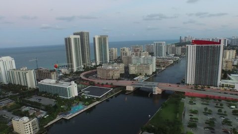 MIAMI - CIRCA 2015 Aerial video of Hallandale Beach FL USA