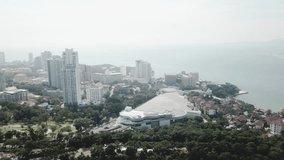 Pattaya Beach on the top view from the hill. Video. Viewpoint offering panoramic views at hilltop scenic lookout point, popular at sunset, featuring sweeping views of the city and bay in Pattaya city