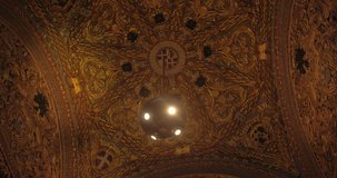 MALTA – AUGUST 2016 : Video shot inside Valletta Church with beautiful interior and ceiling in view