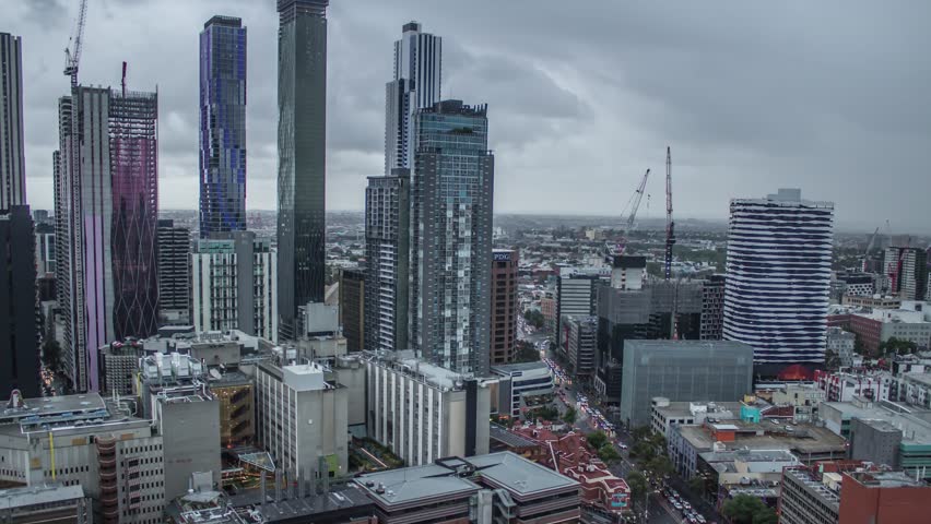 Melbourne Central Business District Skyline in a Storm