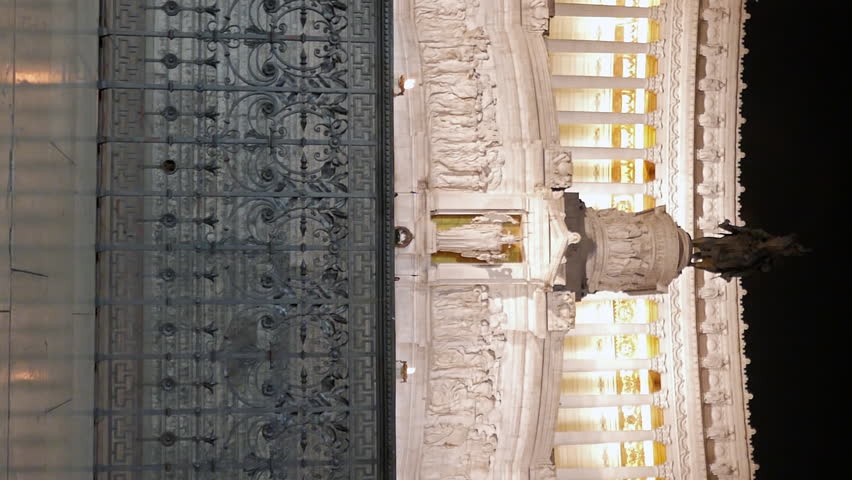 Vertical video. Vittorio Emanuele II (Vittoriano). Night. Rome, Italy
