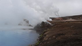 Geothermal area in lake Myvatn in Iceland. 