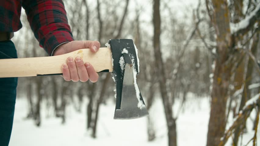 Bearded man with axe, detailed view. Shallow depth of field. Converted from Raw, rec 709