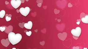 Pink and white hearts St Valentines Day motion design. Seamless looping. Video animation Ultra HD 4K 3840x2160