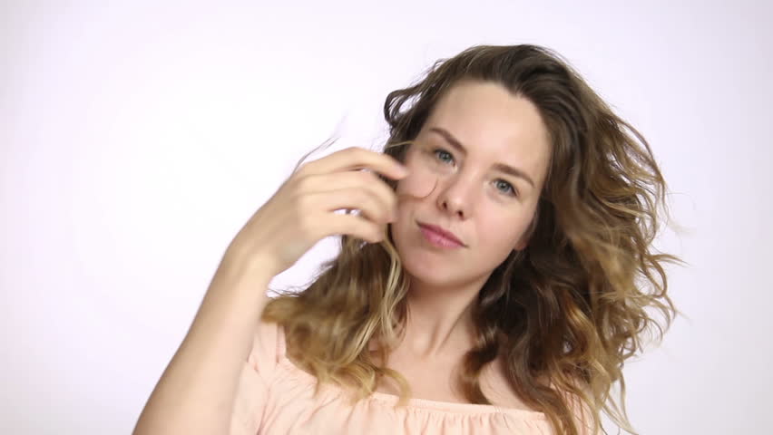 Young woman with flying hair