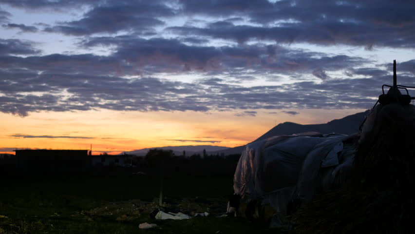 City life of Shkodër, Albania, sunset