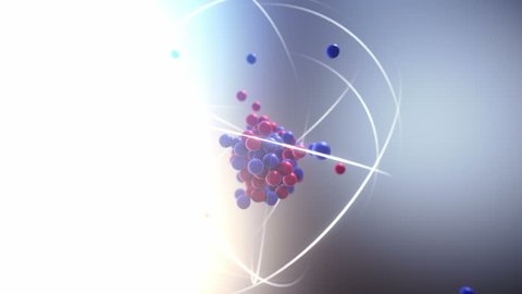 Ever-Growing Atomic Nucleus. Nuclear Physics Concept. Small, Dense Region Consisting of Protons and Neutrons at the Center of an Atom. Protons and Neutrons are Bound Together to Form a Nucleus.  