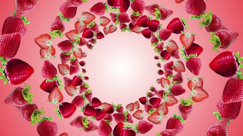 Falling Strawberries Ring Background, Loop, with Alpha Channel, 4k
