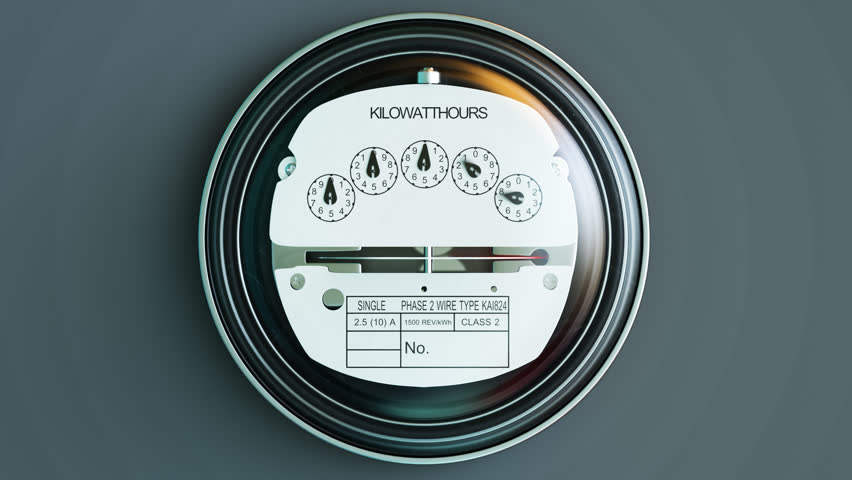 Typical residential analog electric meter with transparent plactic case showing household consumption in kilowatt hours. Electric power usage. Royalty-Free Stock Footage #1006917625