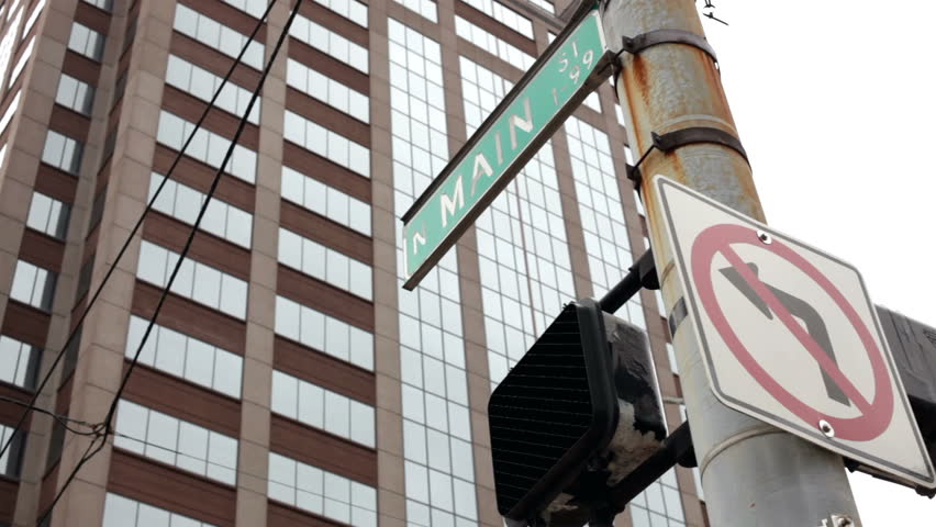 North Main street sign in downtown of City