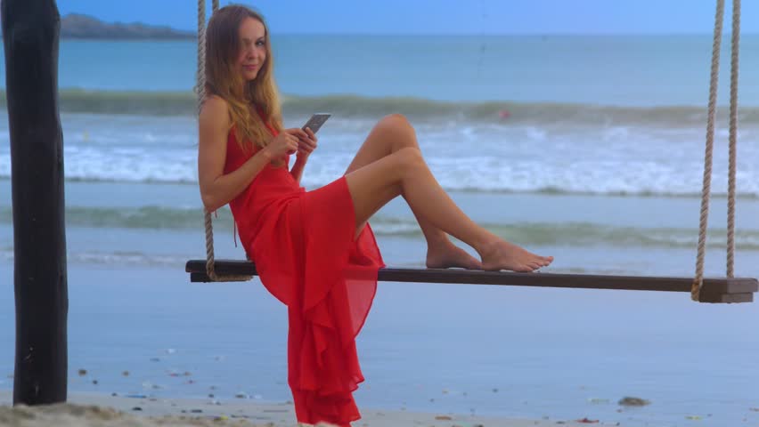 girl in a red sundress