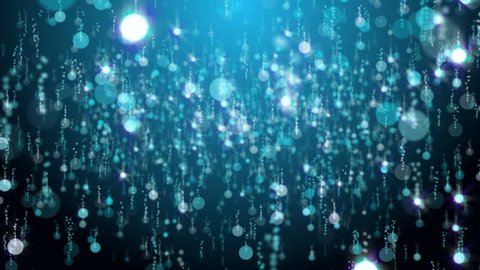 Blue glitter particles rain animation on dark background.