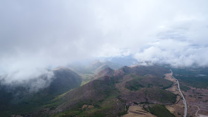 The clouds float above the mountains in the vicinity of the village of Grab. Bosnia and Hercegovina.
