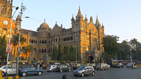 Chhatrapati Shivaji Terminus (CST) formerly Victoria Terminus in Mumbai,  UNESCO World Heritage, Headquarters of the Central Railway.
Circa January 26, 2018
