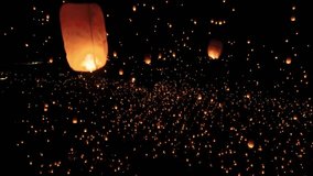 flying magic lantern in light festival night