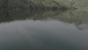 Aerial Drone Footage View of Lake in Carrara Italy // no video editing