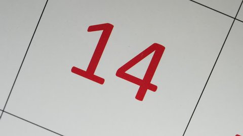 The Blue Marker Circled 14th Red Date On The Calendar