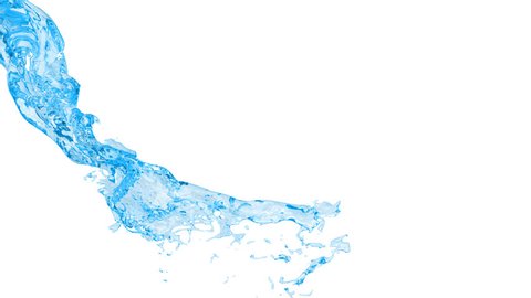 3D animation of a blue water flow with alpha channel 