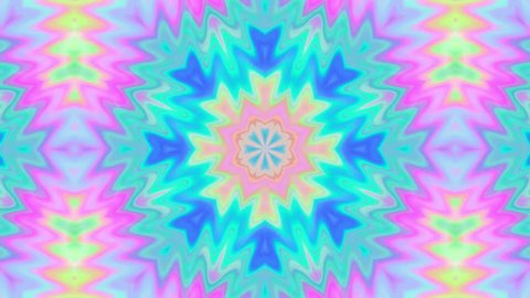 Pastel kaleidoscope boho chic patterns. Abstract multicolored ethnic motion graphics background. (4k seamless loop background) 