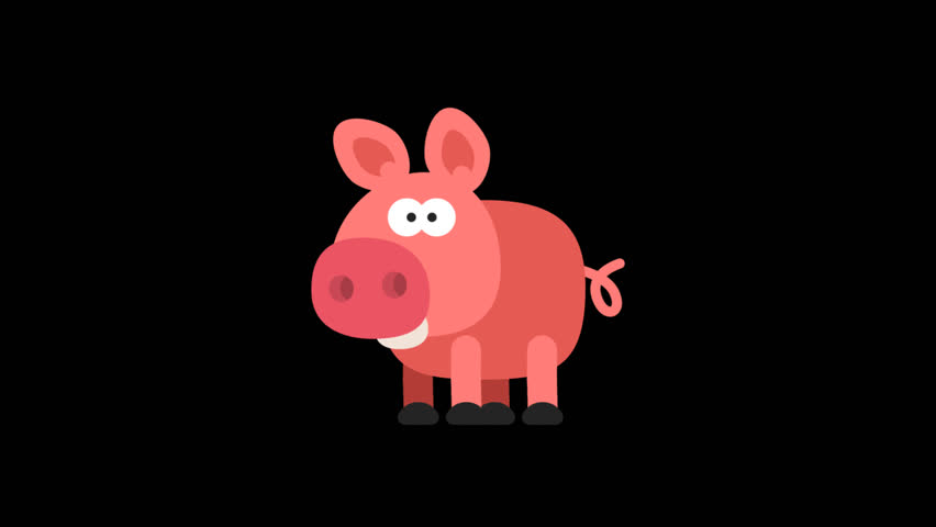 Pig Funny Animal Character Chinese Horoscope. Motion graphics. Transparent background. Royalty-Free Stock Footage #1007011540