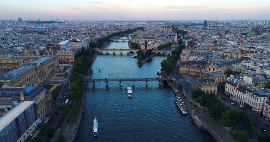 Paris Seine river aerial France | Shutterstock HD Video #1007012587
