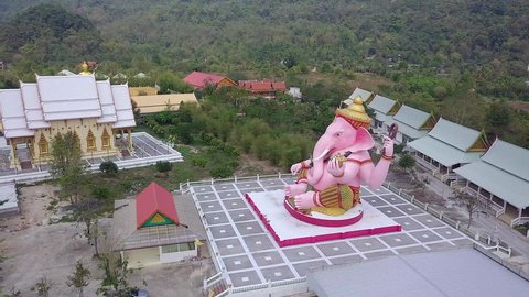 Pink Statue of Ganesha the Elephant Hindu Deity in Nakhon Nayok Thailand