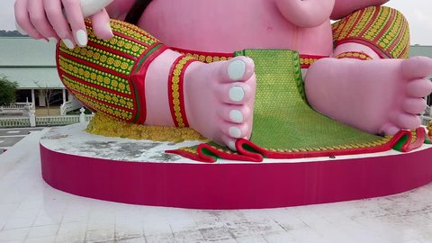 Pink Statue of Ganesha the Elephant Hindu Deity in Nakhon Nayok Thailand