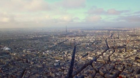 aerial view of eiffel tower in paris france on a sunny day
