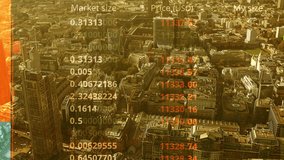 a view of london city skyline from a helicopter with overlayed code and financial data - Powered by Shutterstock - Get 15% off with code: PIKWIZARD15