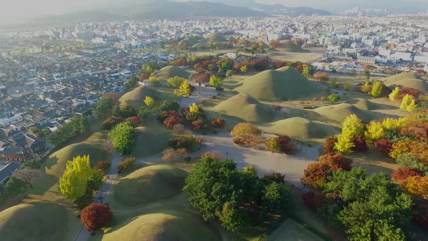 Daereungwon is Large Ancient Tombs of Kings. Gyeongju was the capital of the Silla Kingdom for thousand years. Gyeongju, South Korea, Asia when Nov-06-2017