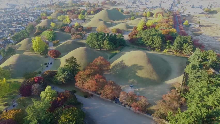 Daereungwon is Large Ancient Tombs of Kings. Gyeongju was the capital of the Silla Kingdom for thousand years. Gyeongju, South Korea, Asia when Nov-06-2017