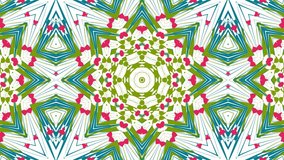 Hypnotic kaleidoscopic stage visual loop background for music. Abstract multicolored motion graphics. Beautiful bright ornament.