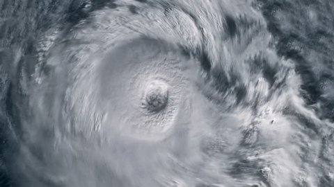 The hurricane storm with lightning over the ocean., satellite view.