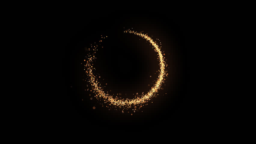 Shining sparkles creating a central circle with alpha that can be used as a nice abstract background with your logo or title. Abstract golden rotating particles. | Shutterstock HD Video #1007055673