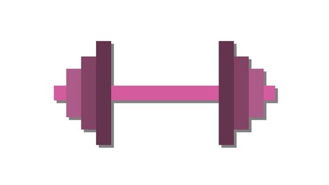 dumbell weights logo icon in and out animation pink