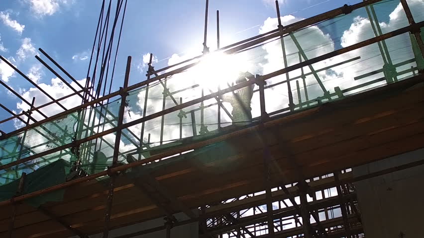 construction site, builder.  Shooting with copter. Royalty-Free Stock Footage #1007064502